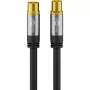 Goobay TV antenos kabelis (135 dB tipo), 4x ekranuotas, 2 m, juodas - auksuotas, Koax lizdas > bendraašis kištukas (70367)