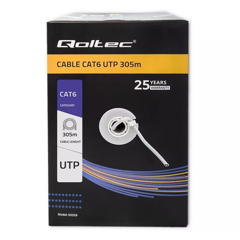 Patchcord UTP laidas QOLTEC 50359 RJ45 CAT6 305m mėlynas