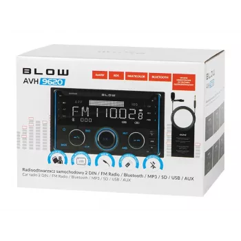 2DIN automagnetola BLOW AVH-9620 dvigubo DIN įmontuojama galvutė su Bluetooth 5.0, USB Type-A, 2,8 colio ekranu, 4×60 W RMS