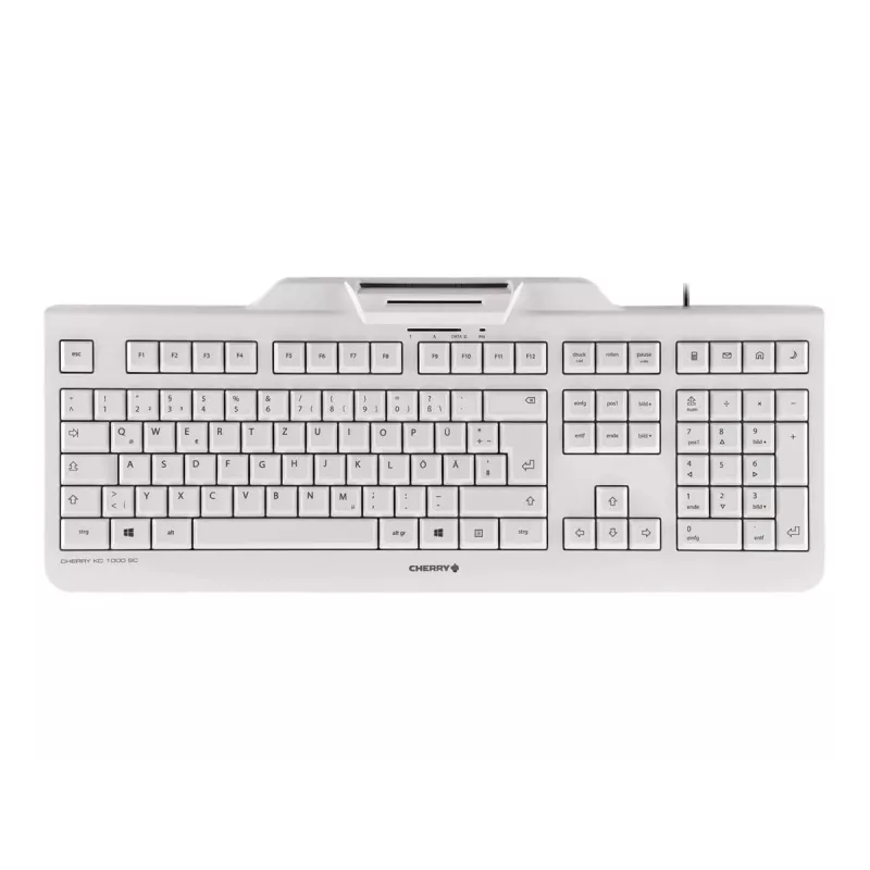 CHERRY KC 1000 SC laidinė išmaniųjų kortelių klaviatūra, šviesiai pilka, USB, QWERTY UK