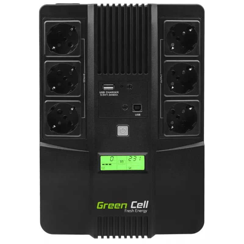 Green Cell AiO 800VA LCD nepertraukiamo maitinimo šaltinis (UPS) Line-Interactive 0.8 kVA 480 W 6 AC lizdai