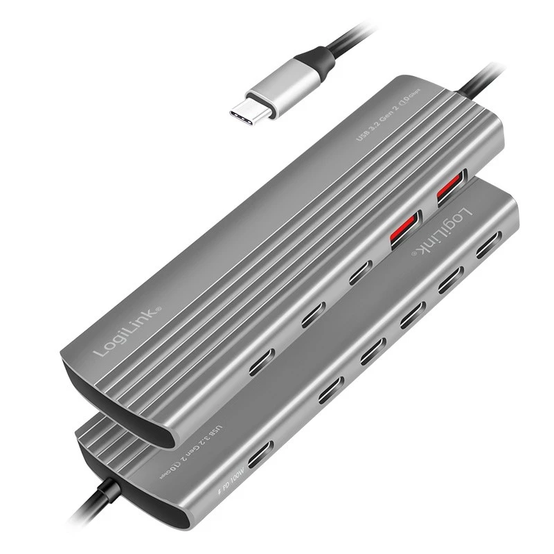 Ultra plonas USB 3.2 centras 2xUSB-A, 8xUSB-C, PD, 100W