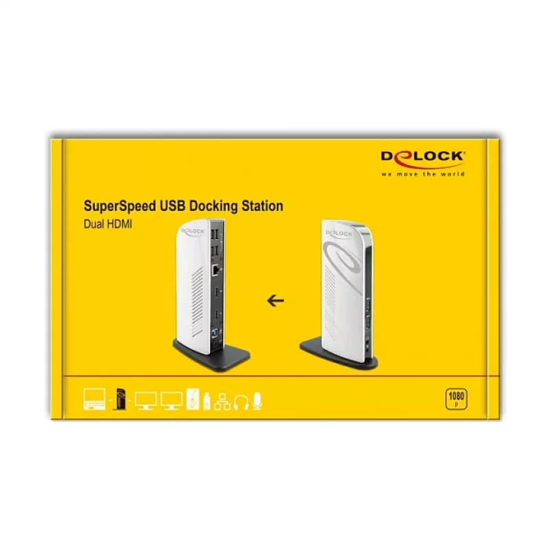 USB dokinė stotis DeLOCK 87771 dvigubas HDMI Full-HD USB 3.2 LAN Audio