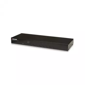 INDELLINET 8 prievadų montuojamas ant stovo KVM komutatorius, Combo USB + PS/2, ekrano rodymas, laidai komplekte (Euro kištukas 2 kontaktai)