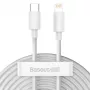 Baseus Simple Wisdom duomenų laido rinkinys USB-C į Lightning PD 20W (2 vnt./rinkinys) 1,5 m, baltas
