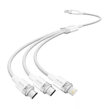 USB 2.0 A į 3 viename 3A laidas Vention CTPWG 1,5 m baltas