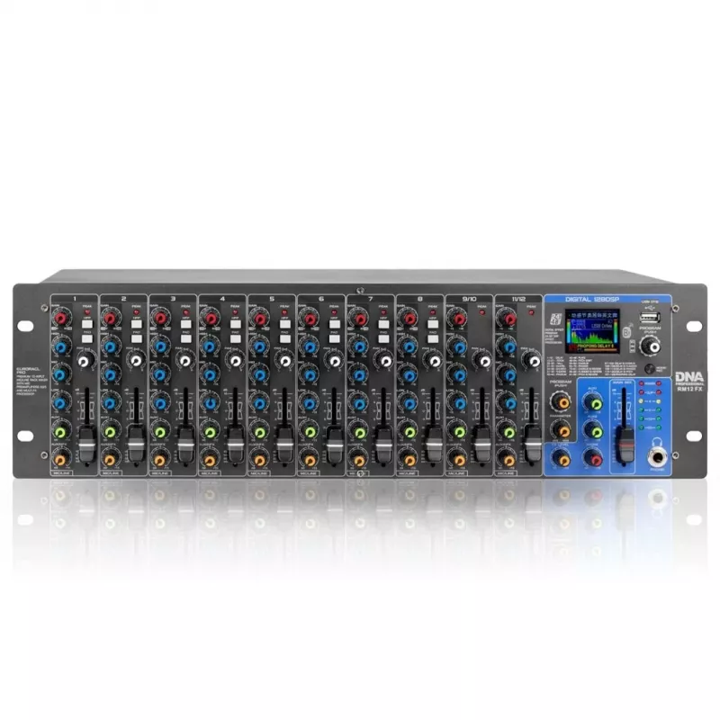 RM12 FX - Analoginis maišytuvas su Bluetooth DSP EQ MP3 Phantom, 12 kanalų