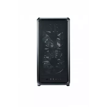 PC Midi Tower Cooler Master MasterFrame 500 Mesh — juoda su permatomu šonu, palaiko ATX/EATX, 2x200 mm priekyje, 1x120 mm gale
