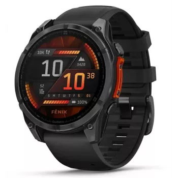 Garmin Fenix 8 3,56 cm (1,4) AMOLED 47 mm Skaitmeninis 454 x 454 pikseliai Liečiamas ekranas Juodas Wi-Fi GPS (palydovas)
