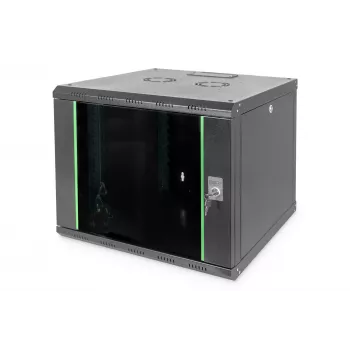 DIGITUS Professional Unique DN-19 09U-6/6-SW - spinta - tinklo spinta - tinkama montuoti ant sienos - juoda, RAL 9005 - 9U - 48,3 cm (19) (DN-19 09U-6/6-SW)