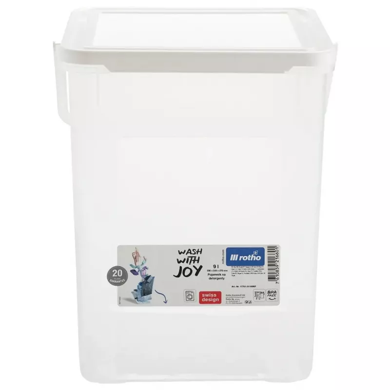 Plastikinis ploviklių indas Rotho Basic 9 L modelis 1770101100RP, baltas, dangtelis, pakabinimo anga