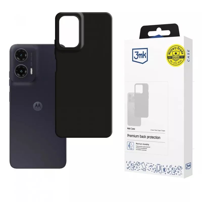 Telefono dėklas 3MK, skirtas Motorola Moto G35 5G — matinė apdaila, juoda
