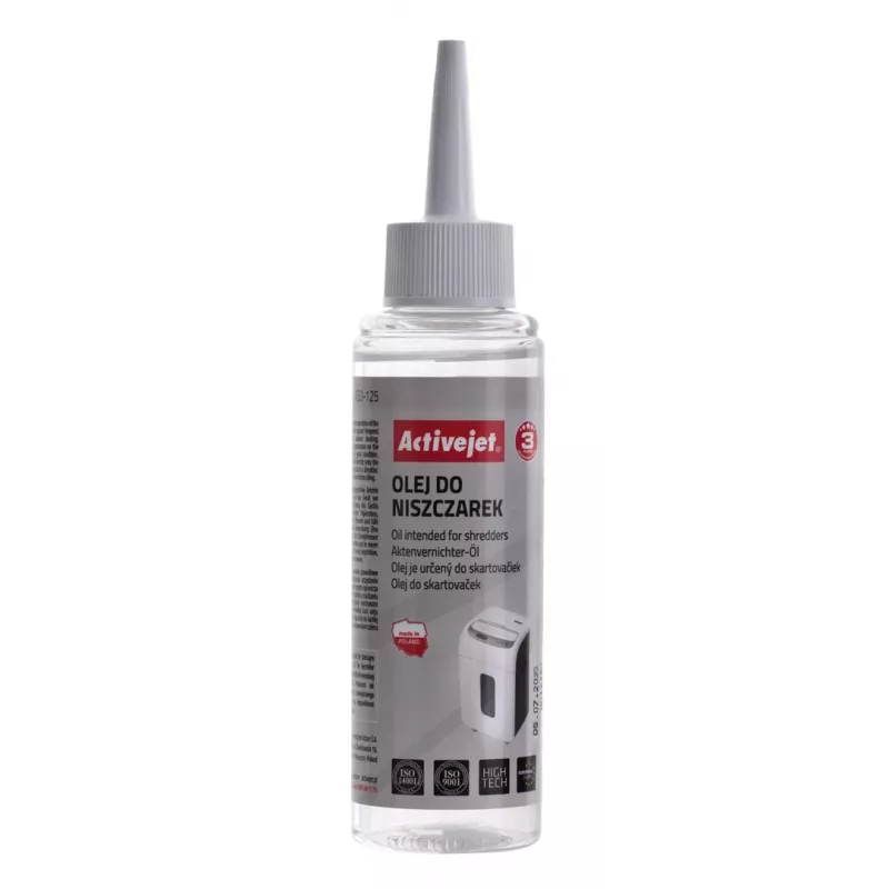 Smulkintuvo alyva ActiveJet ASO-125 125 ml buteliukas su aplikatoriumi biuro smulkintuvams