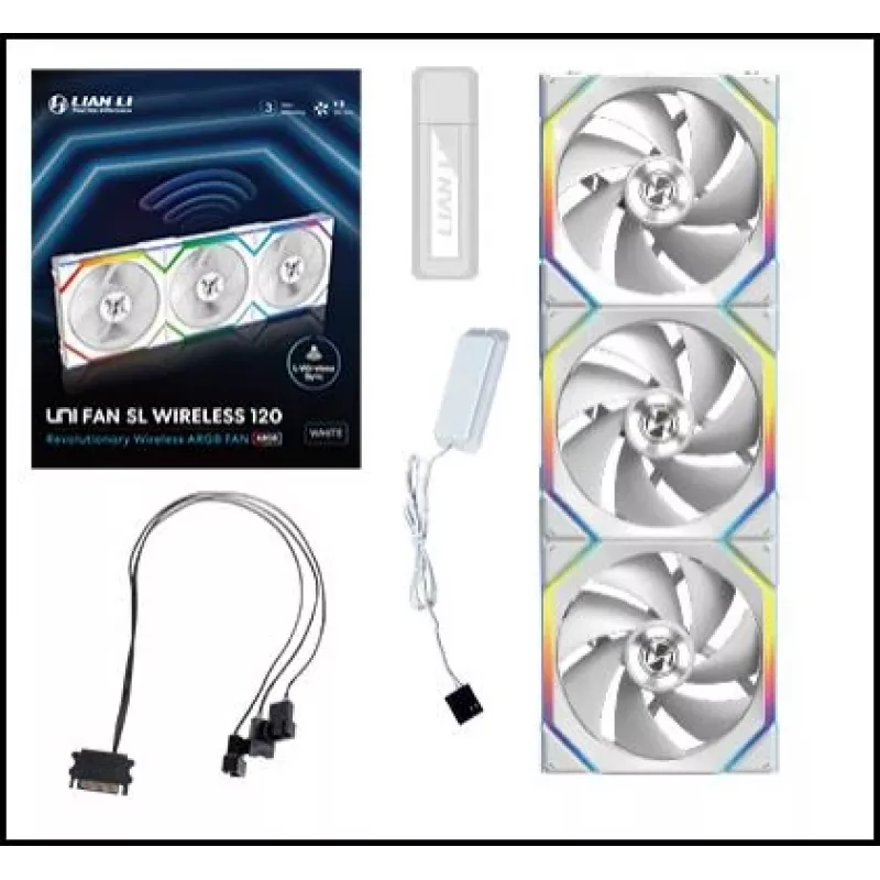 Lian Li UNI FAN SL Wireless 120 12 cm Baltas 3 vnt. 28.5 dB 64.05 cfm