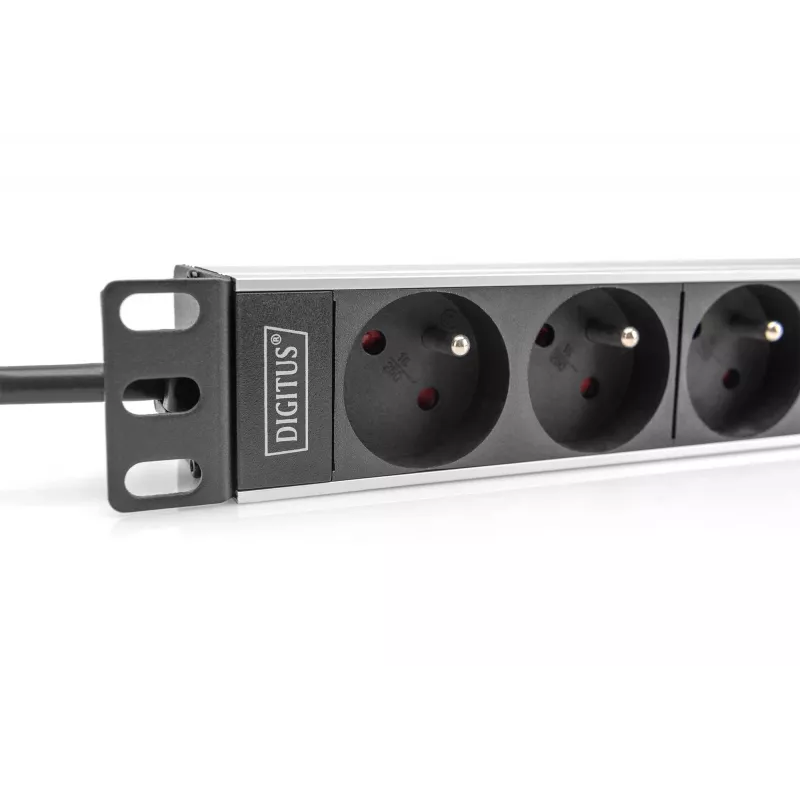 Digitus 10 colių kištukinis lizdas aliuminio profilis 4 krypčių CEE 7/5 lizdai 1U