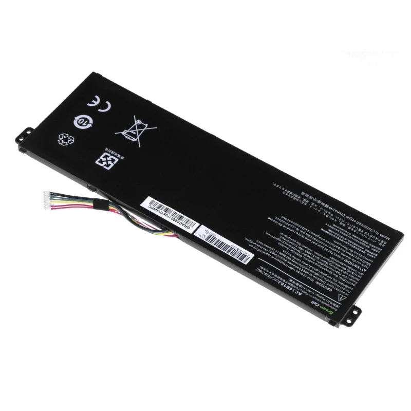 Baterija Green Cell AC52, skirta Acer Aspire E11 ES1-111M ES1-131 E15 ES1-512 Chromebook CB3-111 CB5-311, 11,4 V 2200 mAh ličio jonų, 3 elementai, juoda