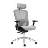Sukiojama biuro kėdė mark adler Expert 5.3 pilka tinkleliu — ergonomiška, reguliuojamo aukščio, juosmens atrama, galvos atrama, porankiai