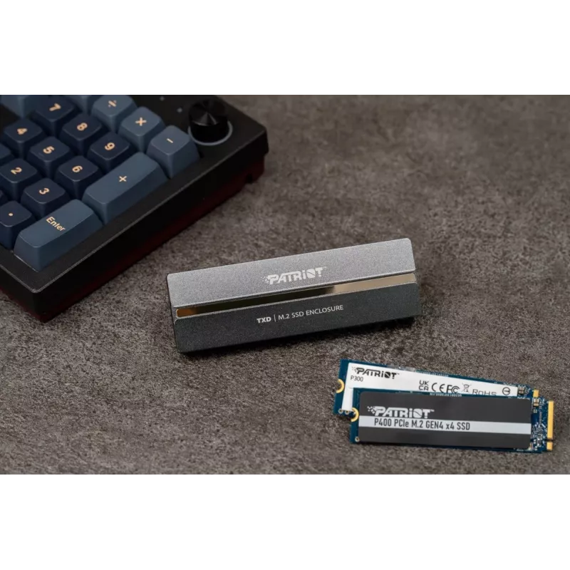 Išorinis NVMe M.2 PCIe SSD korpusas PATRIOT PV810UPNGM — USB-C 3.2 Gen 2, palaiko 2230/2242/2260/2280, iki 8 TB, aliuminis, pilkas