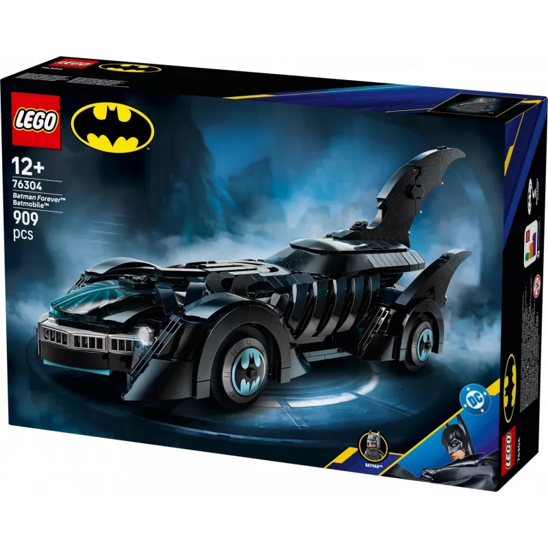LEGO konstruktorius DC Super Heroes Batman Forever Batmobile 76304 — 909 detalės, 1 minifigūrėlė, rekomenduojamas amžius 12+