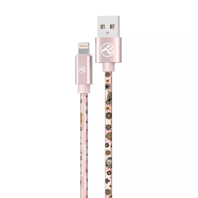 USB – Lightning laidas Tellur TLL155621 3A 1 m — rožinis