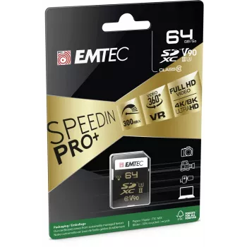 Flash atmintis Emtec 64GB SDXC UHS-II SpeedIN Pro+