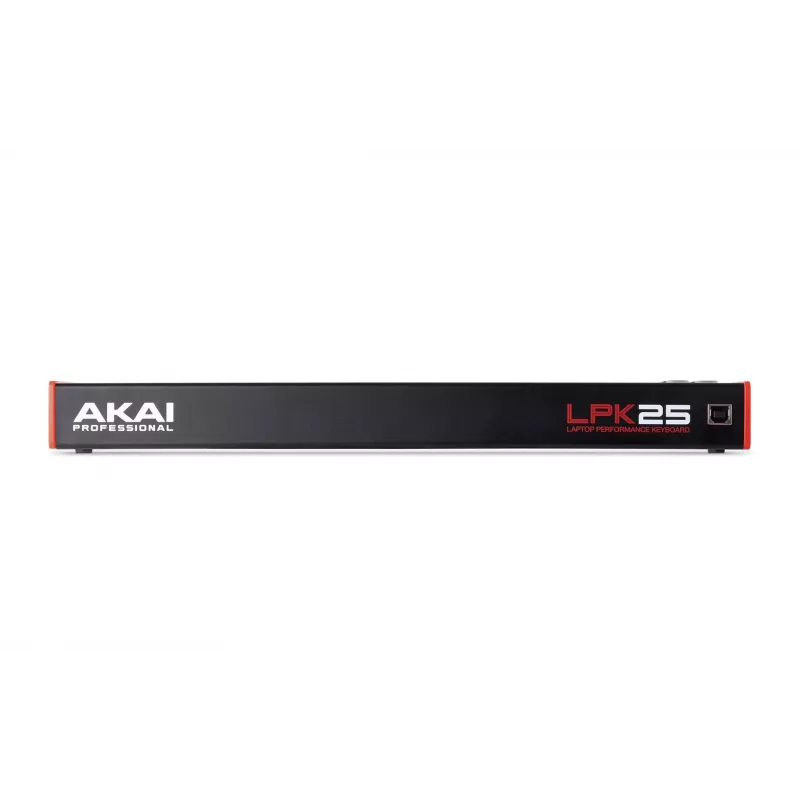 AKAI LPK25 MKII 25 klavišų, USB maitinama mini MIDI klaviatūra — oktavos perjungimas, arpedžiuoklis, 6 mygtukai, raudona