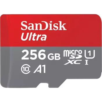 SanDisk microSDHC Ultra 256GB (UHS-1/Cl.10/100MB/s) + Adapteris, planšetinis kompiuteris (00215484)