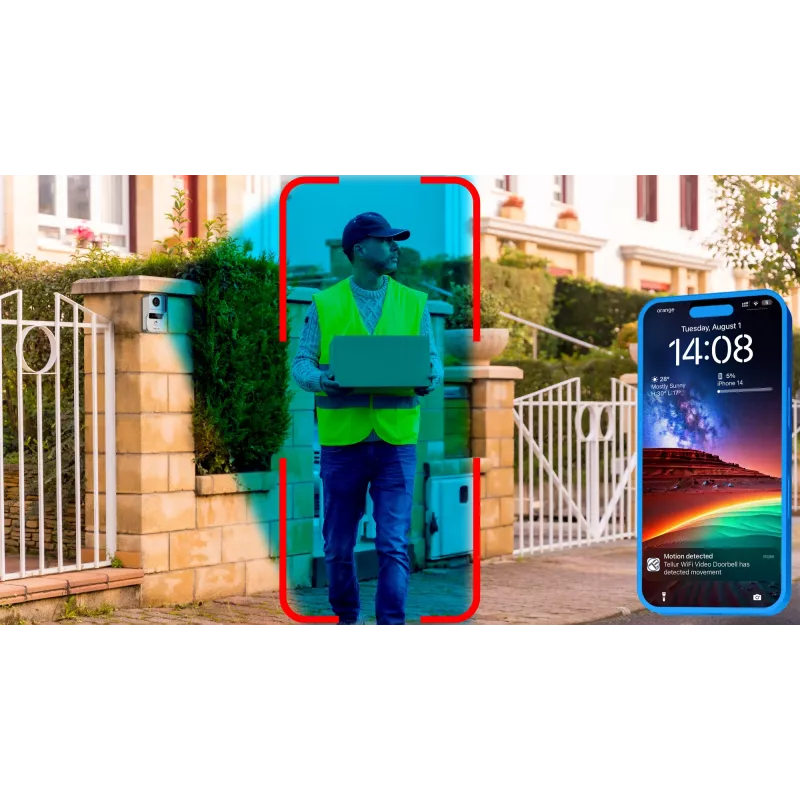Vaizdo durų skambutis Tellur TLL331511 1080P su atrakinimo funkcija ir vidaus skambučiu