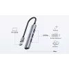 USB šakotuvas Unitek H1208A — 4 prievadai (1 × USB 3.2 Gen 1 Type-A, 3 × USB 2.0), aliuminio korpusas, pilka, 0,20 m laidas