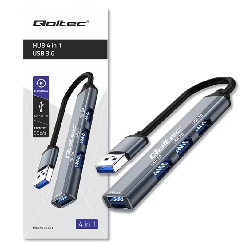 USB šakotuvas 3.0 4in1, 4x USB 3.0