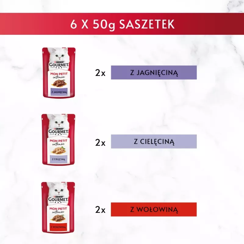 GOURMET Mon Petit mėsos mišinys - šlapias kačių maistas - 6 x 50 g