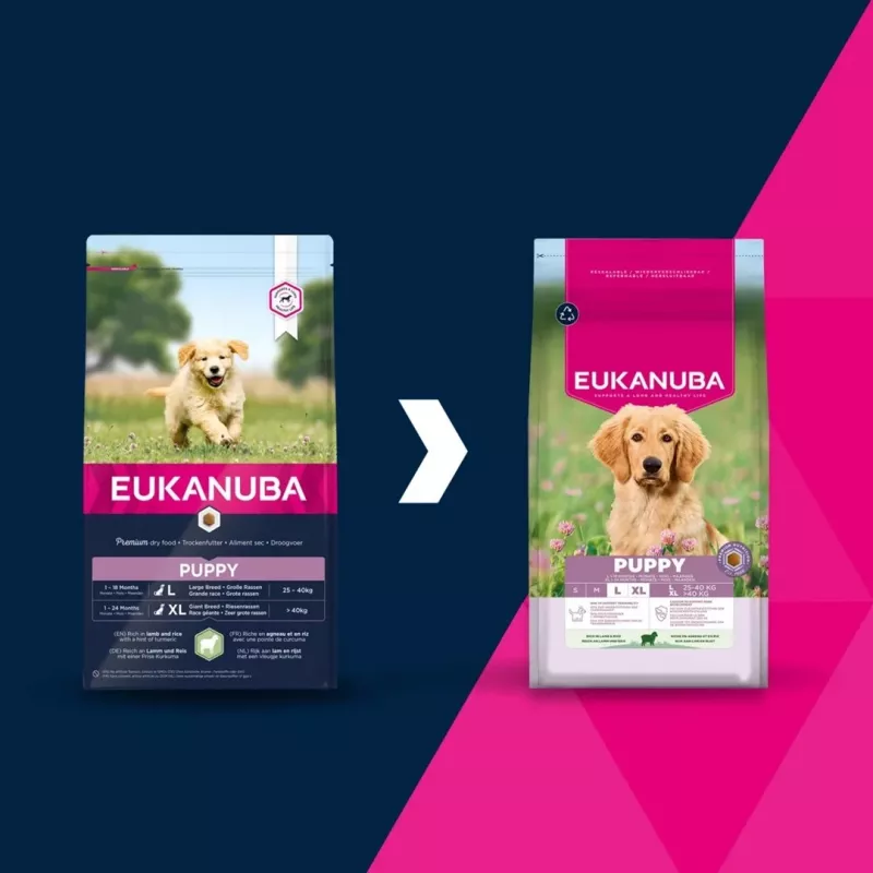 EUKANUBA Puppy L XL, gausus ėrienos ir ryžių - sausas šunų ėdalas - 12kg