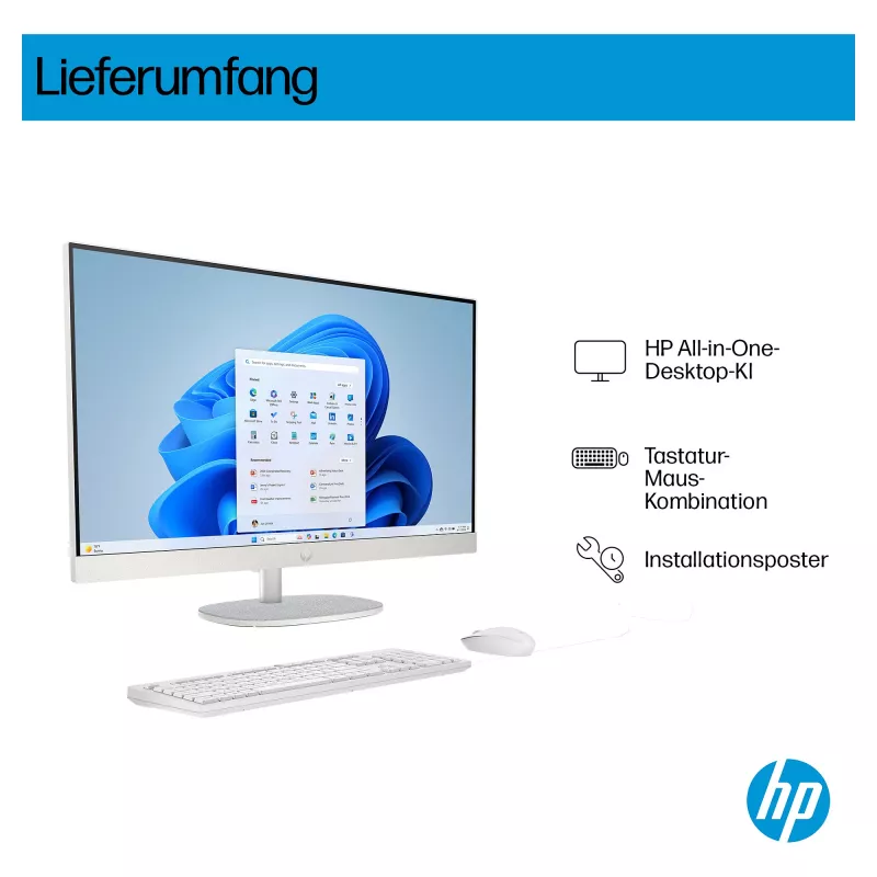 HP AI 27-cr2275ng - All-in-One (Complete Solution) - Core Ultra 7 255U - RAM 16 GB - SSD 512 GB - NVMe - Intel Graphics - 1GbE, Bluetooth 5.3, Wi-Fi 6 - WLAN: 802.11a/b/g/n/ac/ax