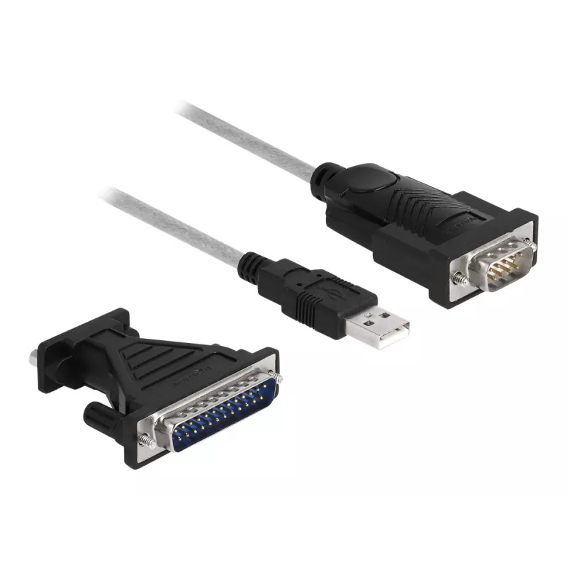 DeLOCK adapteris USB 2.0 Type-A į nuoseklųjį RS-232 D-Sub 9 + D-Sub 25