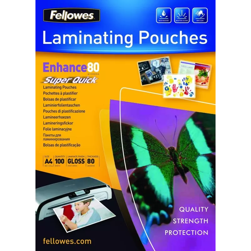 Fellowes SuperQuick A4 blizgus 80 mikronų laminavimo maišelis