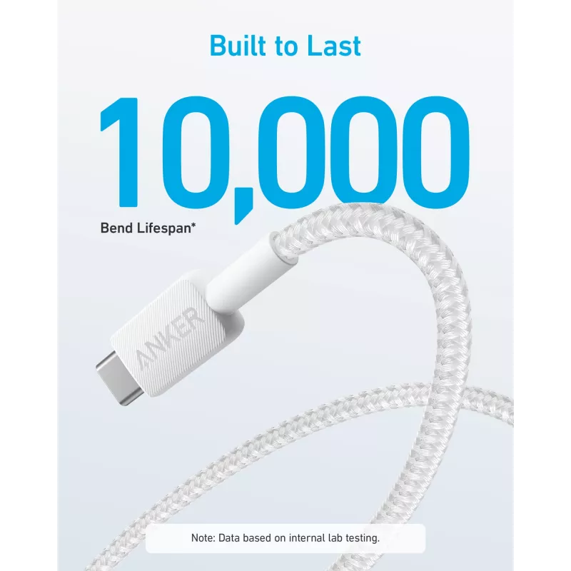USB A–USB C laidas Anker A81H5G21 — 0,9 m, baltas