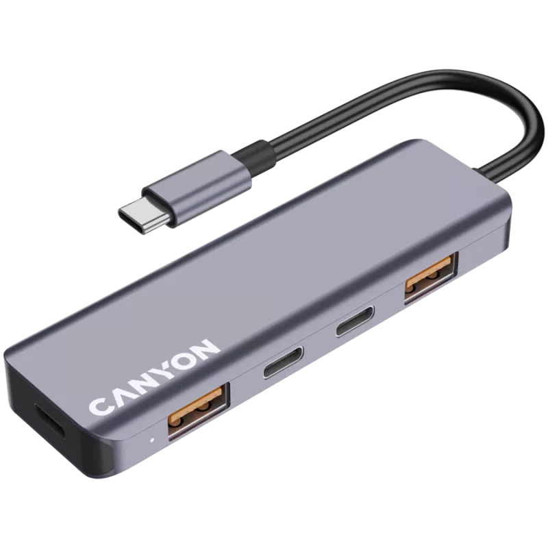 Canyon DS-18 - USB-C Hub - 5 ports - 1x USB-C 5V DC charging - 2x USB-C - 10Gbps - 2xUSB 3.2 p