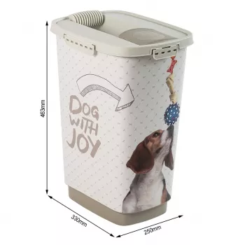 Airtight plastic food container rotho Cody Beige 25 L — pet food storage, 463×330×250 mm, 3 kg