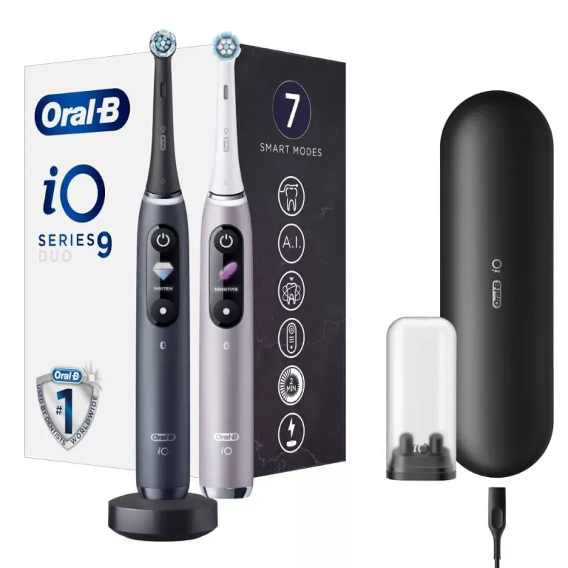 Dantų šepetėlis Oral-B iO Series 9 Duo 2 vnt. Juoda Onyx/Rose Quartz