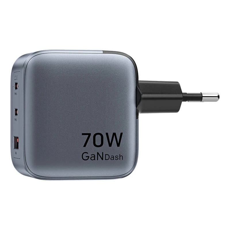 Vention GaN įkroviklis FEXH0-EU 70W — 2x USB-C + 1x USB-A, PD 70W, 100–240V