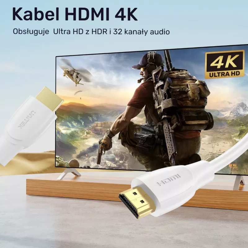HDMI kabelis Unitek C11090AWH03-1M — 1 m, palaiko 4K 60Hz