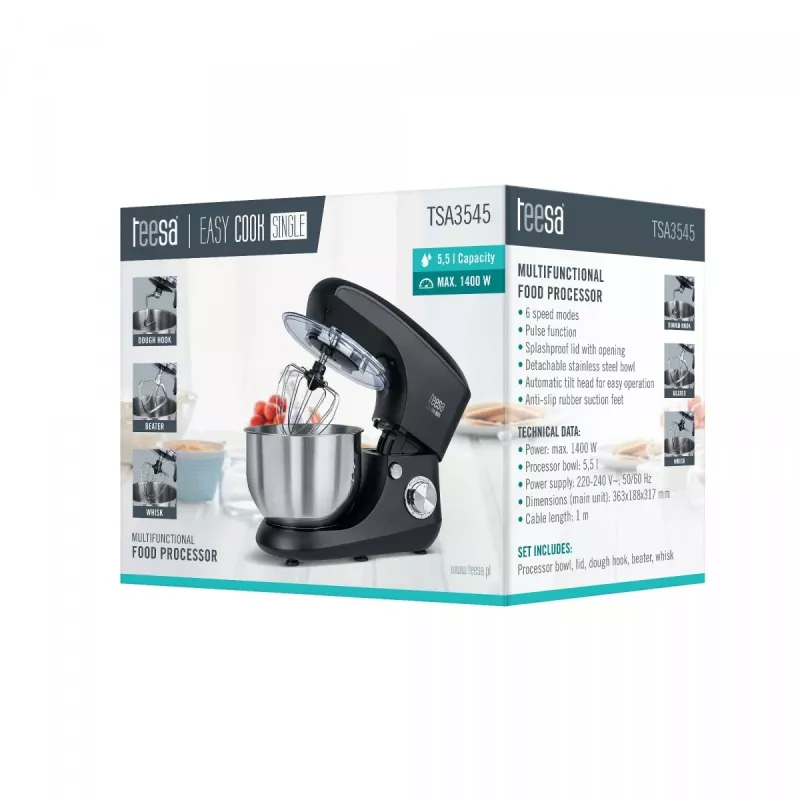 Virtuvinis kombainas TEESA Kitchen robot EASY COOK Single juodas TSA3545-B 1000W 4L