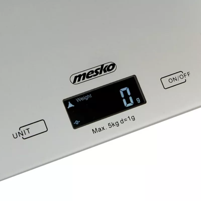 Mesko | Virtuvinės svarstyklės | MS 3145 | Maksimalus svoris (talpa) 5 kg | Padalos vertė 1 g | Ekrano tipas LCD | Sidabrinė