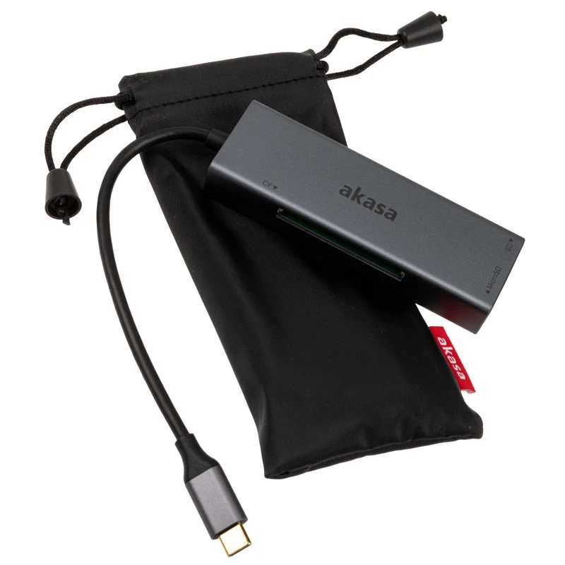 Kortelių skaitytuvas Akasa AK-CR-09BK USB 2.0 Type-C pilkas