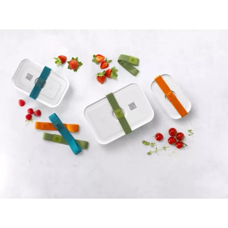 Vakuuminio sandarinimo dėžutė ZWILLING 36807-007-0, plastikinė stačiakampė maisto talpykla, 1,1 l ir 2,3 l, sandariai užrakinamas dangtelis, nuimama, permatoma balta