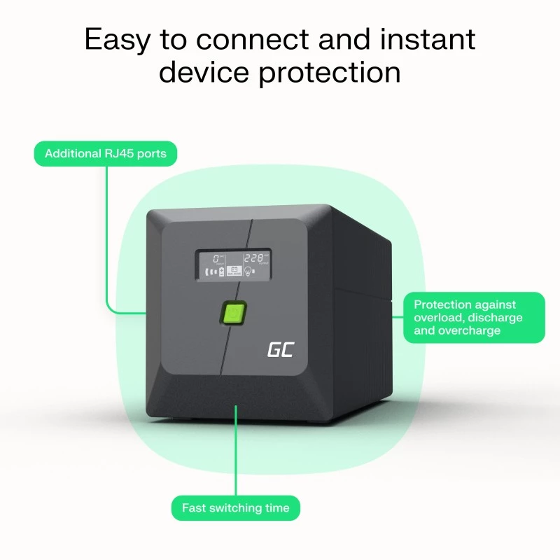 Green Cell UPSLP700 nepertraukiamo maitinimo šaltinis (UPS) Line-Interactive 1 kVA 700 W 4 AC lizdai