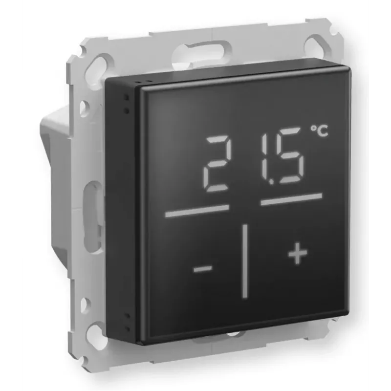 Stiklinis sieninis termostatas Homematic IP su CO₂ jutikliu — mechaninis, juodas, 230 V, IP20
