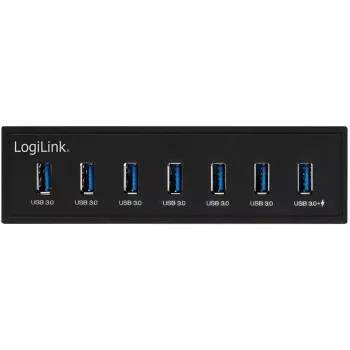 LogiLink USB 3.0 hub, 7 prievadų 5.25 vidinis, su greito įkrovimo prievadu - Hub - 6 x SuperSpeed USB 3.0 + 1 x SuperSpeed USB 3.0 (įkrovimui)