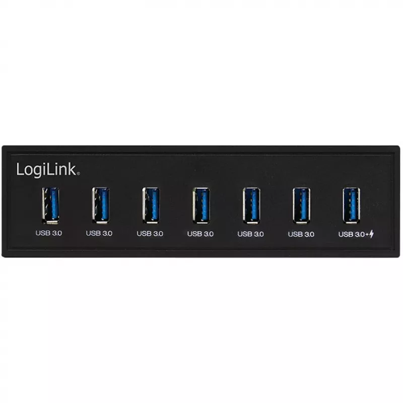 LogiLink USB 3.0 hub, 7 prievadų 5.25 vidinis, su greito įkrovimo prievadu - Hub - 6 x SuperSpeed USB 3.0 + 1 x SuperSpeed USB 3.0 (įkrovimui)