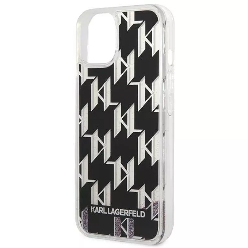 Karl Lagerfeld KLHCP14MLMNMK iPhone 14 Plus 6.7 kietas dėklas juodas / juodas Liquid Glitter Monogram